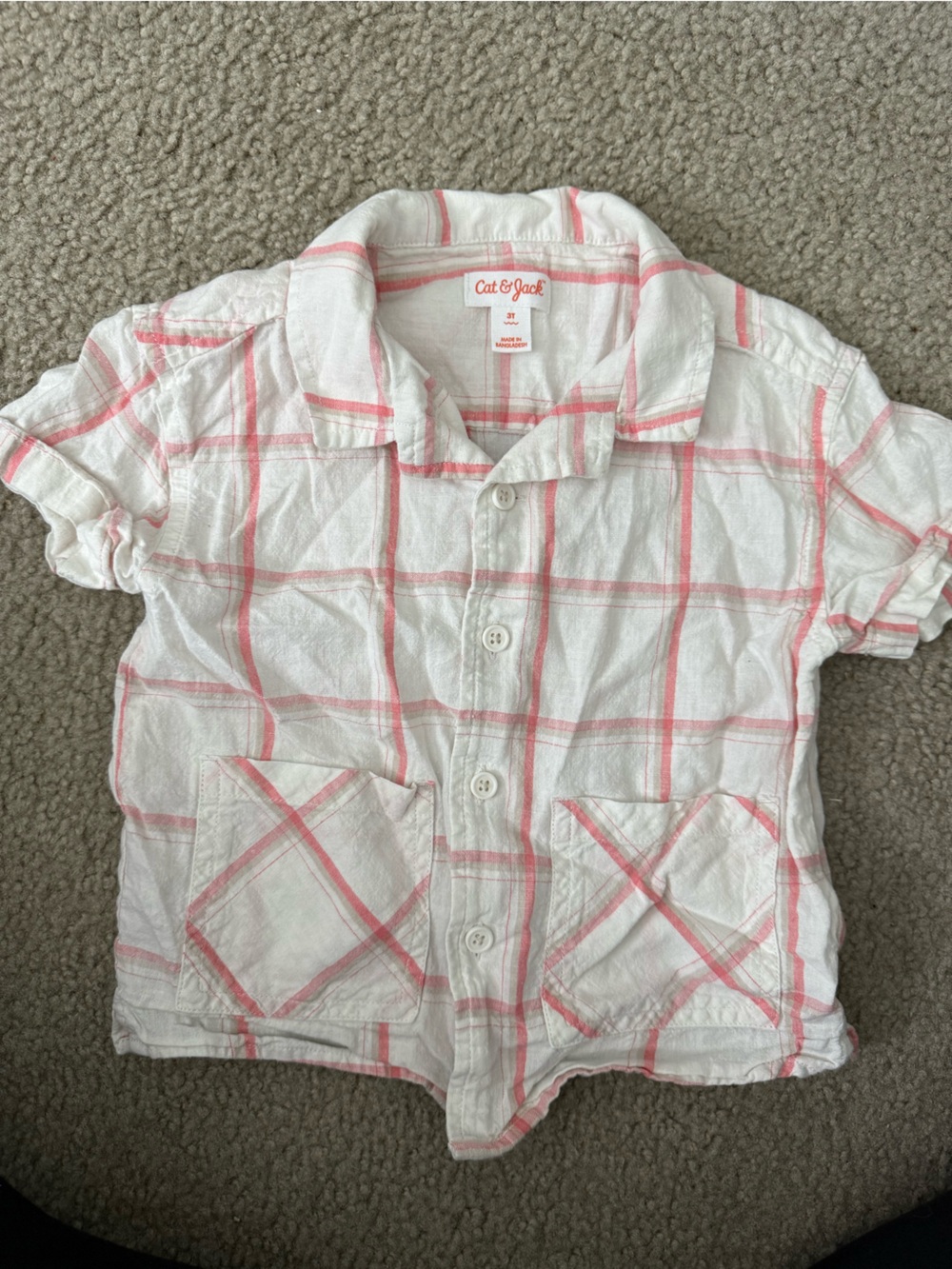 Cat & Jack Pink & White patterned linen top